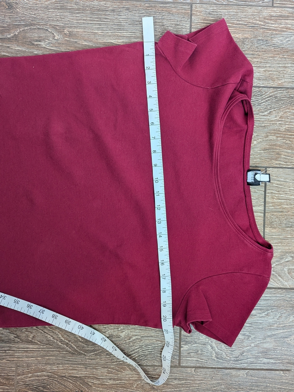 Eileen Fisher Scoop Round Neck Tee Shirt Burgandy Wine Size Large 100% Cotton - Picture 6 of 7
